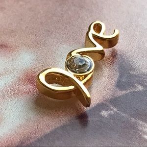 Gold “LOVE” Script Dainty Crystal Earring Studs